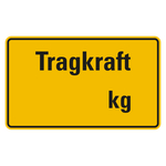 Regalbelastungsschild "Tragkraft ...  kg" zur Selbstbeschriftung Aluminium gepr&auml;gt und gelocht 250 x 150 mm