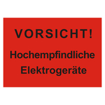 Paketaufkleber VORSICHT! Hochempfindliche Elektrogeräte, Haftpapier, 105 x 74 mm, 500 Stück/Rolle