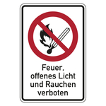 Verbotsschild Feuer, offenes Licht und Rauchen verboten Kombischild Aluminium geprägt 200 x 300 mm Einzelschild