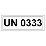 Gefahrzettel mit UN 0333, in verschiedenen Größen