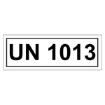 Gefahrzettel mit UN 1013, in verschiedenen Größen