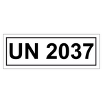 Gefahrzettel mit UN 2037, in verschiedenen Größen