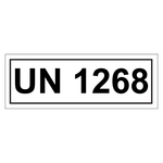 Gefahrzettel mit UN 1268, in verschiedenen Größen