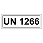 Gefahrzettel mit UN 1266, in verschiedenen Größen