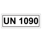 Gefahrzettel mit UN 1090, in verschiedenen Größen
