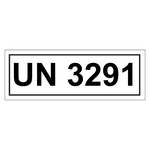 Gefahrzettel mit UN 3291, in verschiedenen Größen