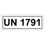Gefahrzettel mit UN 1791, in verschiedenen Größen
