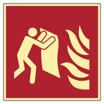 Brandschutzzeichen Feuerlöschdecke DIN EN ISO 7010 F016 Folie langnachleuchtend 150 x 150 mm Einzeletikett