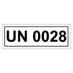 Gefahrzettel mit UN 0028, in verschiedenen Größen