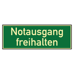 Rettungszeichen Notausgang freihalten Kunststoff langnachleuchtend 300 x 105 mm Einzelschild
