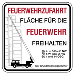Feuerwehrzufahrt Schild Fläche für die Feuerwehr freihalten Grundstückseigentümer Aluminium 500 x 500 mm Einzelschild