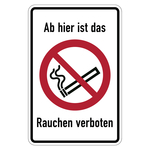Verbotsschild Ab hier ist das Rauchen verboten Kombischild Folie 100 x 150 mm Einzeletikett
