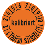 Prüfplaketten orange Ø 30 mm "kalibriert" 2029 - 2032 aus PVC-Folie 10 Stück/Bogen