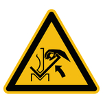 Warnzeichen Warnung vor Quetschgefahr der Hand zwischen Presse und Werkstück DIN EN ISO 7010 W031