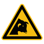 Warnzeichen Warnung vor Stier DIN EN ISO 7010 W034 Folie SL 100 mm Einzeletikett