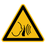 Warnzeichen Warnung vor unvermittelt auftretendem lauten Geräusch DIN EN ISO 7010 W038 Folie SL 200 mm Einzeletikett