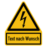 Warnschild "elektrische Spannung" mit Wunschtext Folie, 200 x 237 mm