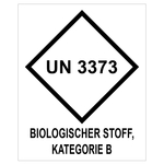 Gefahrzettel, Ansteckungsgefährliche Stoffe, mit UN 3373, BIOLOGISCHER STOFF, KATEGORIE B (Deutsch), in verschiedenen Größen und Materialien