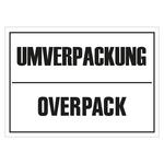 Verpackungskennzeichen Umverpackung, Overpack, Weiß, Haftpapier, 100 x 60 mm, 100 Stück/Rolle