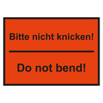 Paketaufkleber Bitte nicht knicken! - Do not bend!, Orange, 148 x 105 mm