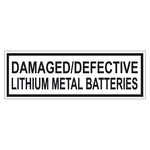 Verpackungskennzeichen DAMAGED/DEFECTIVE LITHIUM METAL BATTERIES, in verschiedenen Größen und Materialien