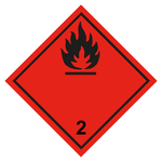 Gefahrzettel, Gefahrgutaufkleber Klasse 2.1 Entzündbare Gase, Flamme Schwarz, Folie, 100 x 100 mm, 100 Stück/Rolle