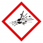 GHS-Symbol 01 Bombe - explosive Stoffe 50 mm x 50 mm 100er Rolle
