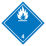 Gefahrzettel, Gefahrgutaufkleber Klasse 4.3 Stoffe, die mit Wasser entzündliche Gase bilden, Flamme Weiß, in verschiedenen Größen und Materialien