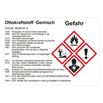 GHS Gefahrstoffetikett Ottokraftstoff Gemisch, für interne Verwendung, Folie, 74 x 52 mm, Einzeletikett