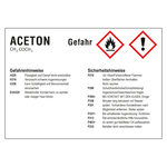 GHS-Kraftstoffetikett Aceton 105 x 74 mm für Zapfsäulen, Kanister und Fässer Einzeletikett