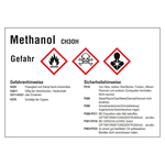 GHS-Kraftstoffetikett Methanol 105 x 74 mm für Zapfsäulen, Folie selbstklebend, 105 x 74 mm, Einzeletikett