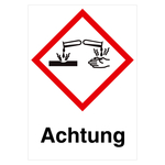 GHS-Symbol GHS05 &Auml;tzwirkung - Achtung 26 x 37 mm 100er Rolle