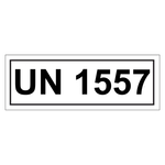 Gefahrzettel mit UN 1557, in verschiedenen Größen
