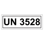Gefahrzettel mit UN 3528, in verschiedenen Größen