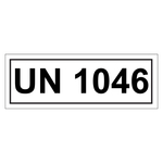 Gefahrzettel mit UN 1046, in verschiedenen Größen