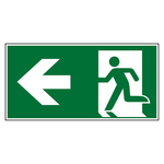Rettungszeichen Rettungsweg/Notausgang links DIN EN ISO 7010 Aluminium glatt langnachleuchtend 300 x 150 mm Einzelschild
