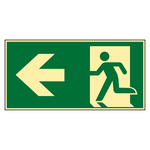Rettungszeichen Rettungsweg/Notausgang links DIN EN ISO 7010 Aluminium geprägt langnachleuchtend 300 x 150 mm Einzelschild