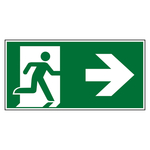 Rettungszeichen Rettungsweg/Notausgang rechts DIN EN ISO 7010 Aluminium glatt langnachleuchtend 300 x 150 mm Einzelschild