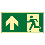 Rettungszeichen Rettungsweg/Notausgang geradeaus DIN EN ISO 7010 Aluminium geprägt langnachleuchtend 300 x 150 mm Einzelschild