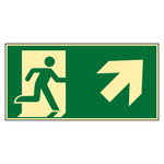 Rettungszeichen Rettungsweg/Notausgang rechts aufwärts DIN EN ISO 7010 Aluminium geprägt langnachleuchtend 300 x 150 mm Einzelschild