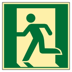 Rettungszeichen Rettungsweg/Notausgang links DIN EN ISO 7010 E001 Folie langnachleuchtend 150 x 150 mm Einzeletikett