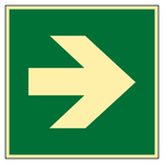Rettungszeichen Zusatzzeichen Richtungspfeil gerade DIN EN ISO 7010 E005 Kunststoff langnachleuchtend 150 x 150 mm Einzelschild