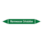 Rohrleitungskennzeichen Warmwasser Zirkulation Folie selbstklebend 187 x 26 mm
