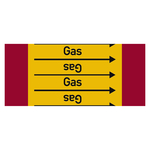 Rohrleitungskennzeichen Gas für Rohrleitungen ab Ø 10 mm (3/8 Zoll), Folie selbstklebend 90 mm x 33 m auf Rolle