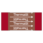 Rohrleitungskennzeichen Thermalöl für Rohrleitungen ab Ø 10 mm (3/8 Zoll), Folie selbstklebend 90 mm x 33 m auf Rolle