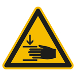 Warnung vor Handverletzungen - Warnschild BGV A8 W27 Aluminium geprägt SL 5 cm