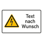 Kombischild Warnzeichen "Warnung vor gefährlicher elektrischer Spannung" mit Text nach Wunsch