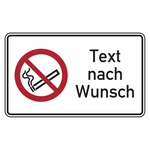 Verbotsschild Rauchen verboten mit Wunschtext Kunststoff gelocht 250 x 150 mm Einzelschild
