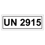 Gefahrzettel mit UN 2915, in verschiedenen Größen
