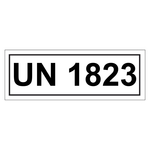 Gefahrzettel mit UN 1823, in verschiedenen Größen